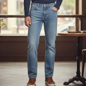 Lands End Traditional Fit Jeans Mens Sz 37 Flannel Lined Green Plaid Heavyweight